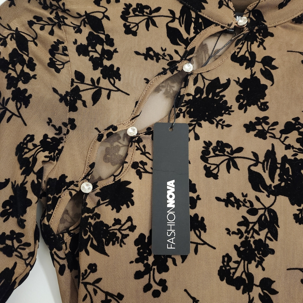 Fashion Nova Asymmetrical Black Floral Dress - Picture 5 of 7